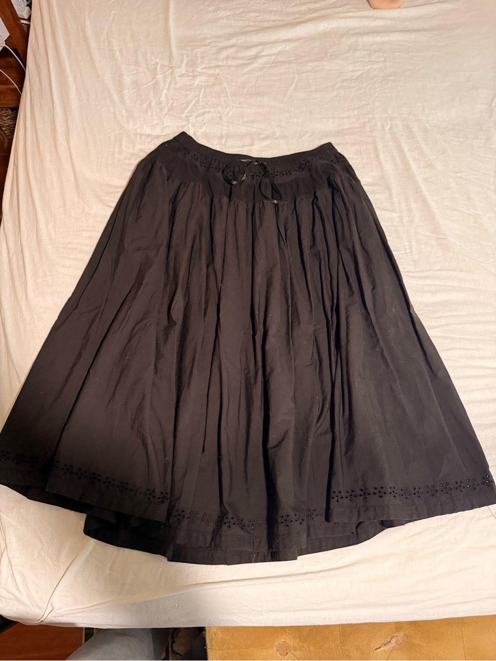 Free People Black Eyelet-Trim Circle Skirt